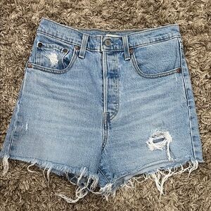 Levi's Light Blue Distressed Jean Shorts